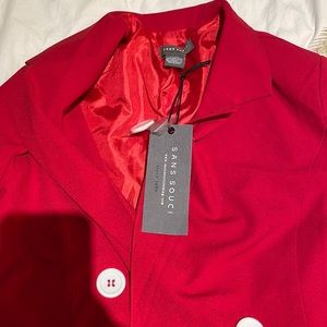 Red blazer with white buttons. New with the tag